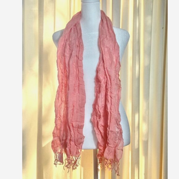 Vintage Y2K J.Crew Pink Ombre Fringe Scarf NWT Crinkle Wrap Shawl - Picture 4 of 9